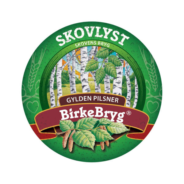 Etiket på Skovlyst BirkeBryg Pilsner